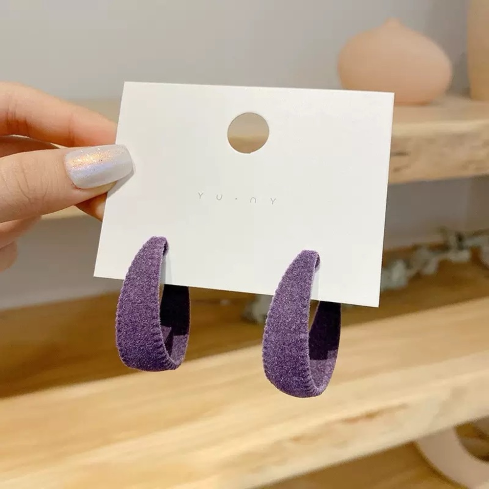 Purple Velvet Hoop Earrings
